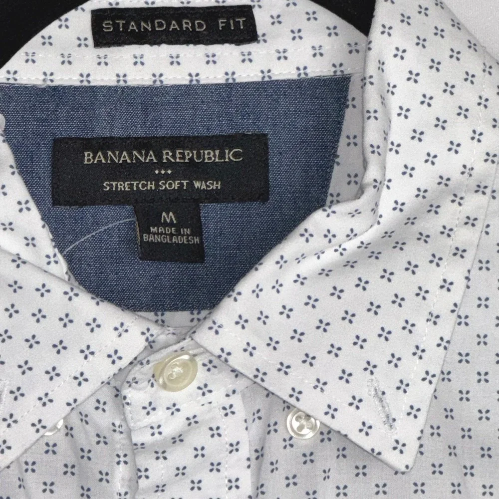 Banana Republic Mens Standard Fit Stretch‎ Soft Wash Button Down Shirt Medium